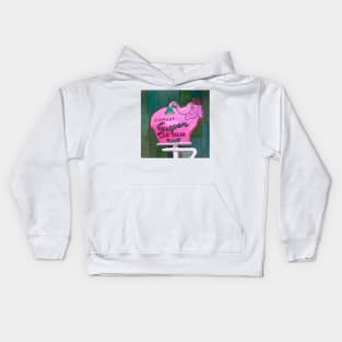 Pink Elephant Neon Sign in Seattle Kids Hoodie